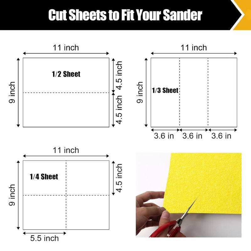 BOSHCRAFT 40 Grit Sand Paper, 12Pcs Sandpaper Assortment Sandpaper for Wood Metal Furniture Hand Sander Sand Paper Set Sandpaper Sheets Cut for Use 9" x 11"/12 Sheets - Image 5